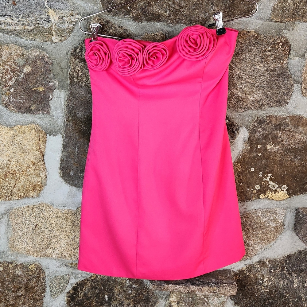 Strapless Short Homecoming Dress 3D Floral Mini Cocktail Party Gown Size 4 - Picture 2 of 10